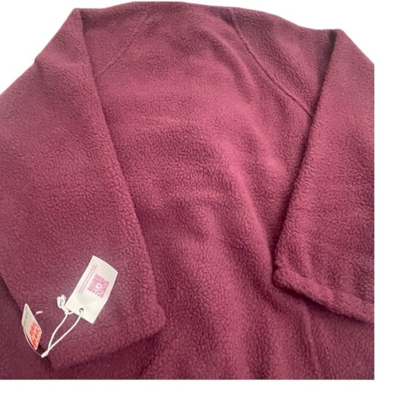 Free People X Hatch Hit the Slopes Fleece Jacket Deep Maroon Burgundy NEW - Picture 6 of 13